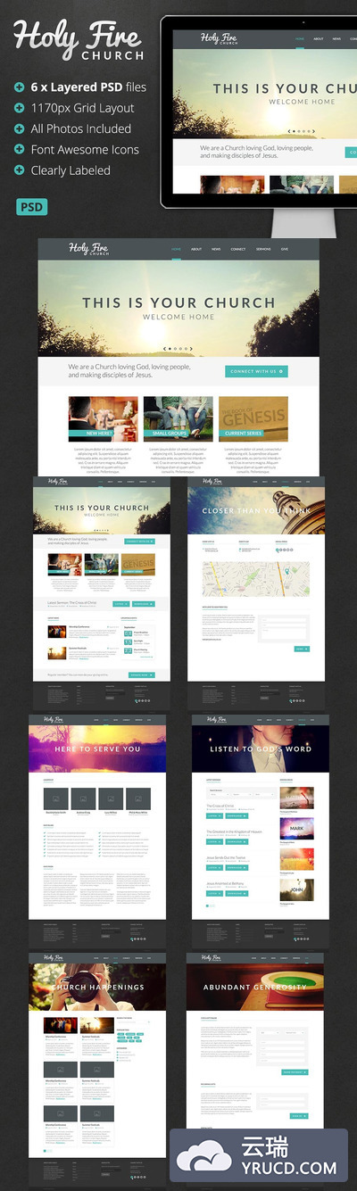 HOLY教会PSD网站模版 Holy Fire - Church PSD