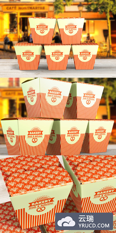 方形快餐盒子样机 Food Box mockups vol.3