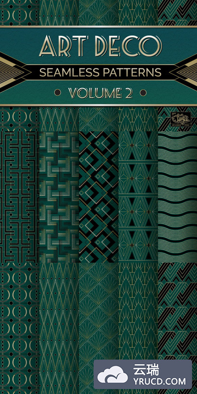 装饰艺术无缝背景纹理素材 Art Deco Seamless Patterns
