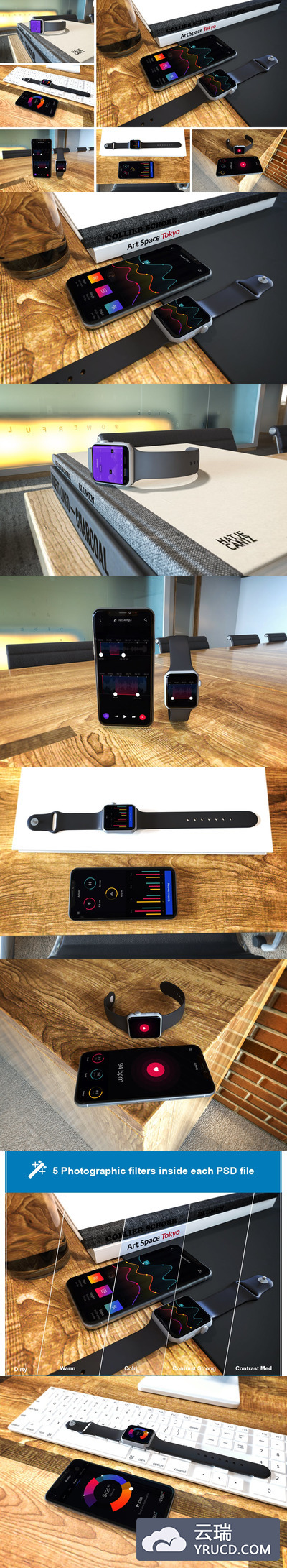 高品质的Apple Watch和iPhone XS样机UI展示模型mockups