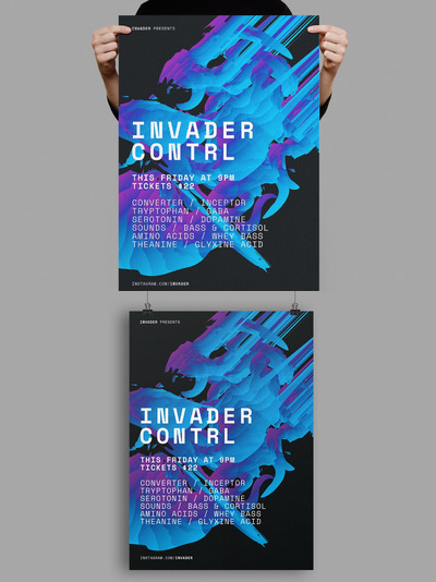 时尚抽象多用途的液体大理石质感海报宣传单DM设计模板-3