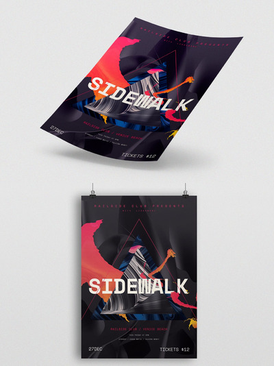 时尚抽象多用途的液体大理石质感海报宣传单DM设计模板-5