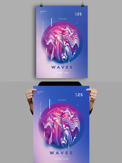 时尚抽象多用途的液体大理石质感海报宣传单DM设计模板-6