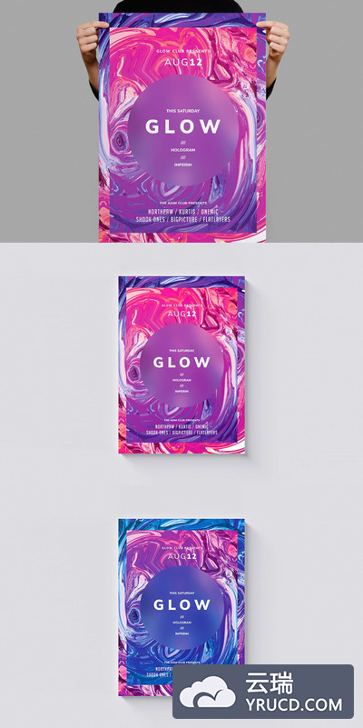 时尚抽象多用途的液体大理石质感海报宣传单DM设计模板-8