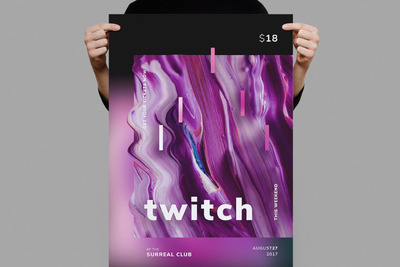 时尚抽象多用途的液体大理石质感海报宣传单DM设计模板-19