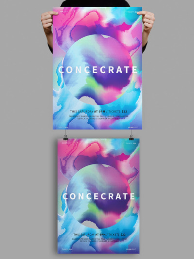 时尚抽象多用途的液体大理石质感海报宣传单DM设计模板-20