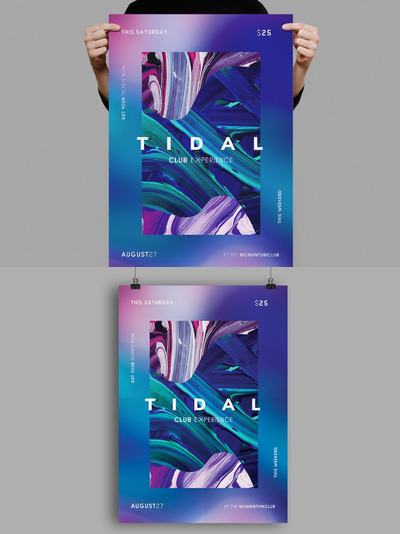 时尚抽象多用途的液体大理石质感海报宣传单DM设计模板-21