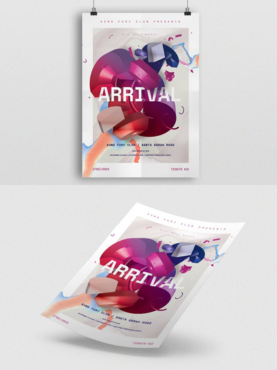 时尚抽象多用途的液体大理石质感海报宣传单DM设计模板-29