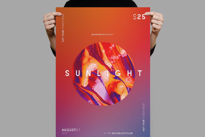 时尚抽象多用途的液体大理石质感海报宣传单DM设计模板-30