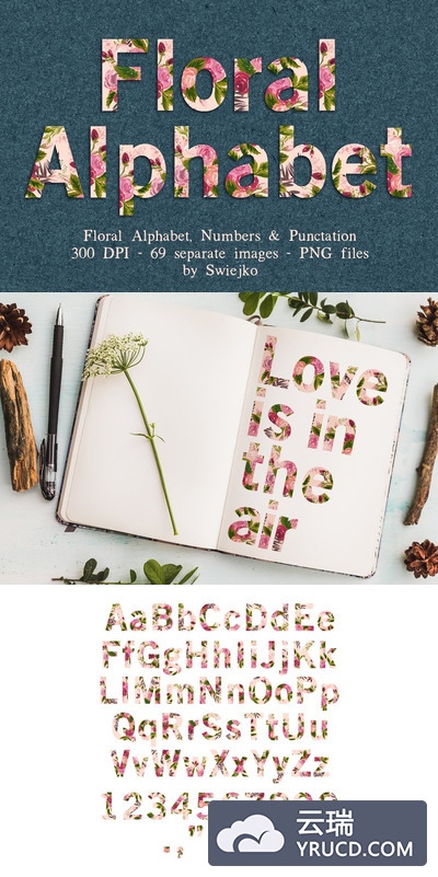 花卉字母图片素材 Floral Alphabet clipart