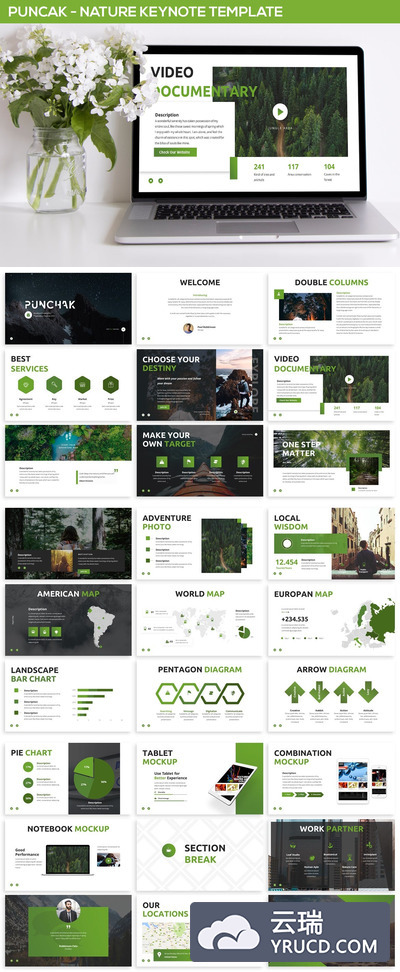 时尚清新自然主题演示模板keynote幻灯片演示模板（key）