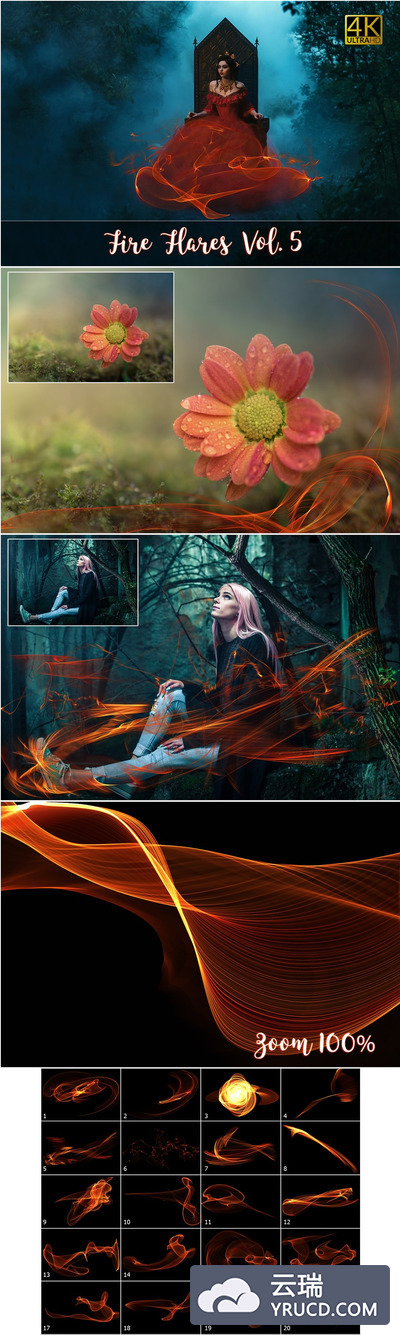 4K 火焰纹理素材 4K Fire Flares Overlays Vol. 5