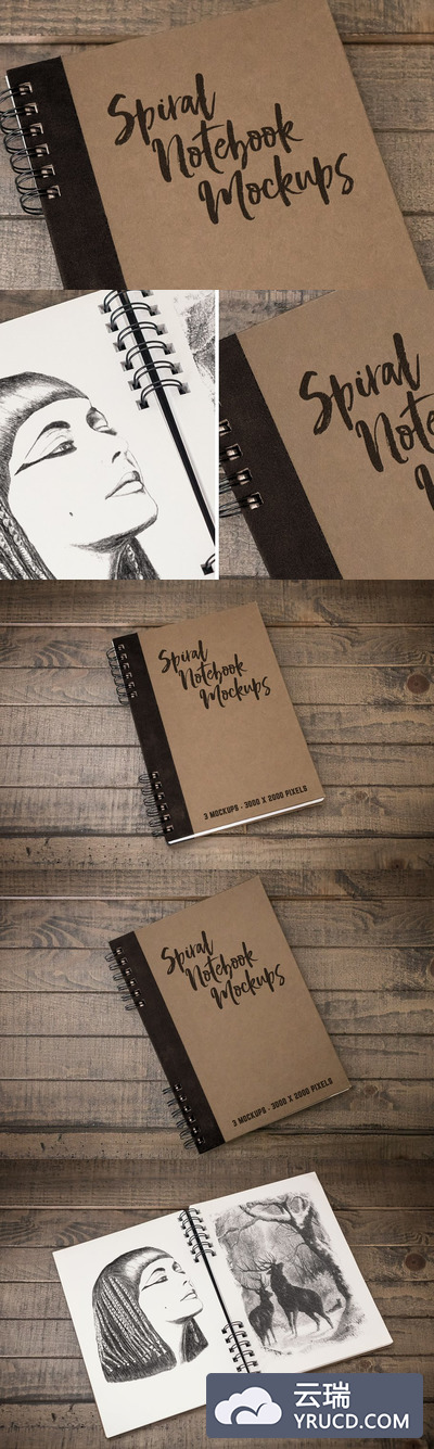 牛皮纸螺旋笔记本样机 Spiral Notebook Mockups Volume 1