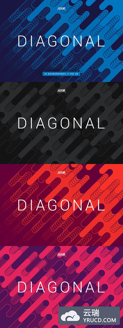 圆角线条背景纹理v6 Diagonal | Rounded Lines Bgs | V06