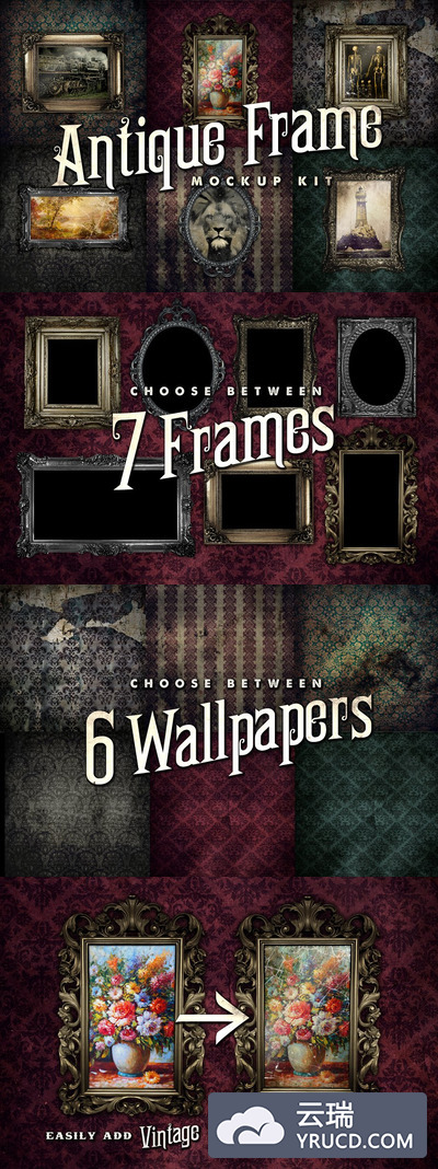 经典复古奢华画框样机 Antique Frame Mockup Kit