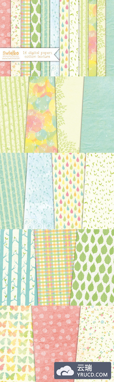 花卉线条背景纹理 Floral Paper, linen texture