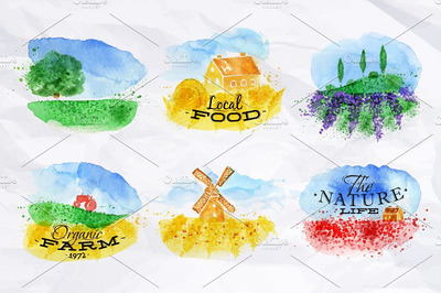 象征性的水彩田地logo Symbolic Watercolor Fields