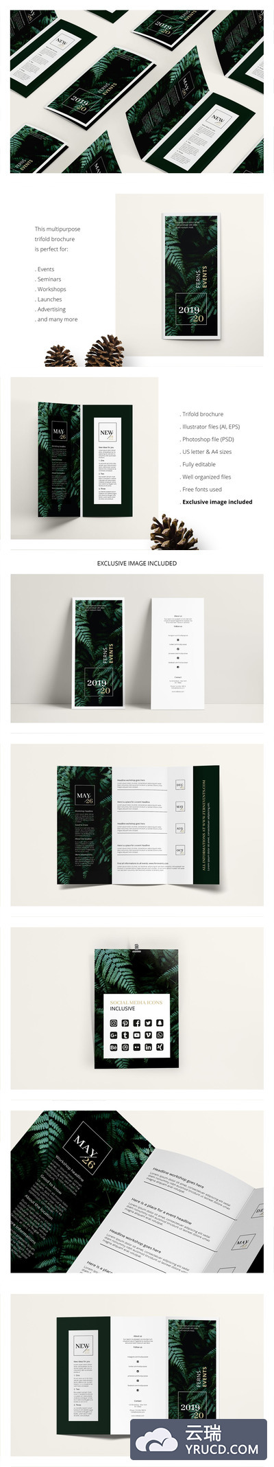 时尚高端大气的房地产三折页设计模板