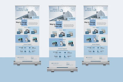 时尚高端的房地产中介X展架易拉宝设计模板