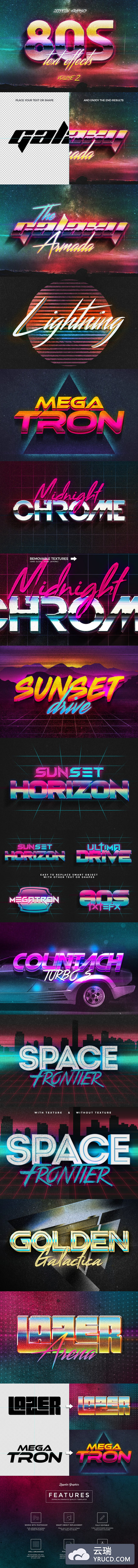 80后复古PS字体特效图层样式 80s Text Effects Vol.2