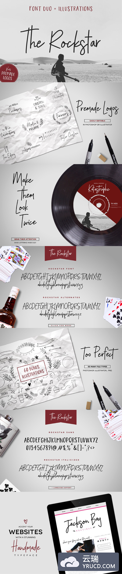 大气的手写英文字体 The Rockstar Font Duo (+Extras)