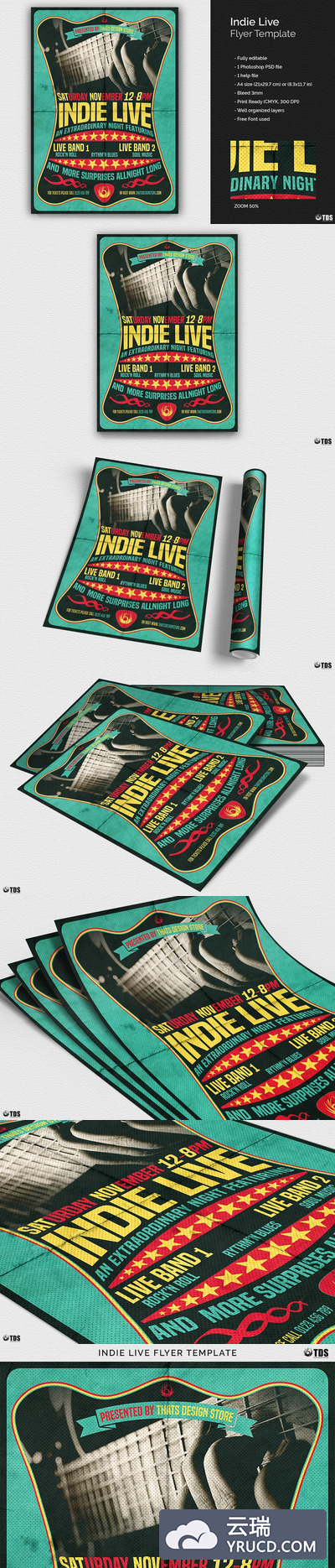 个性直播海报模版 Indie Live Flyer PSD