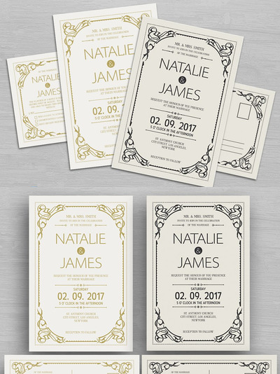 简单的婚礼邀请函模版 Simple Wedding Invitation & RSVP