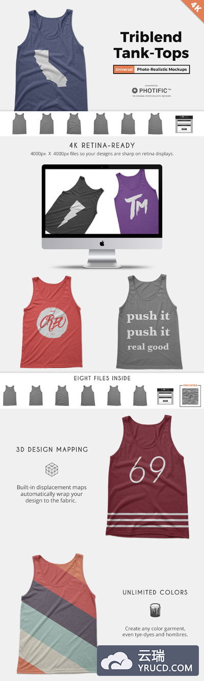 美式背心设计样机 Tri-Blend Tank-Top Unisex Mockups