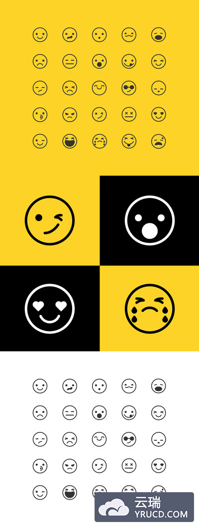 时尚可爱简约的社交媒体表情图标icon矢量线稿