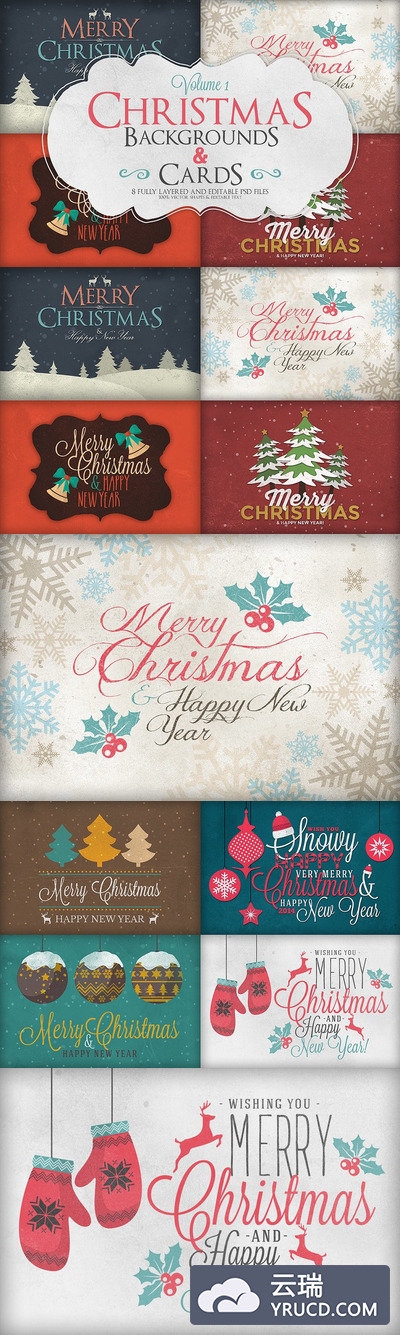 圣诞节背景素材合集 Christmas Background & Cards Vol.1