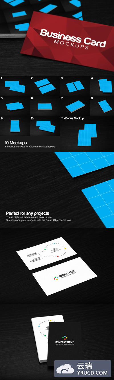 11种商业名片设计展示样机 11 Business Card Mockups