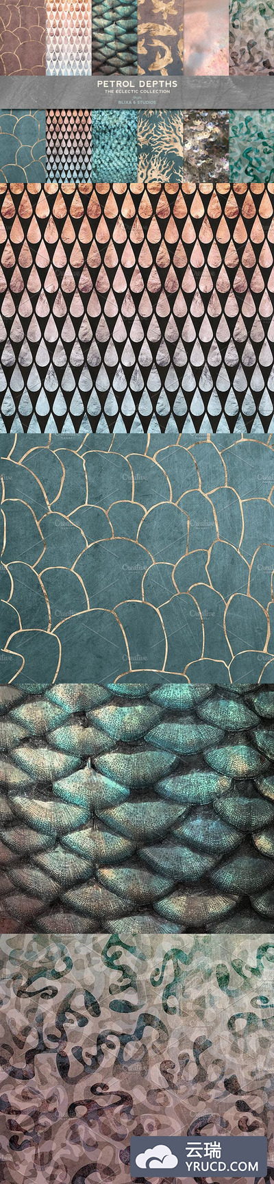 深度黄金和彩虹色的背景纹理素材 Petrol Depths in Gold & Iridescence