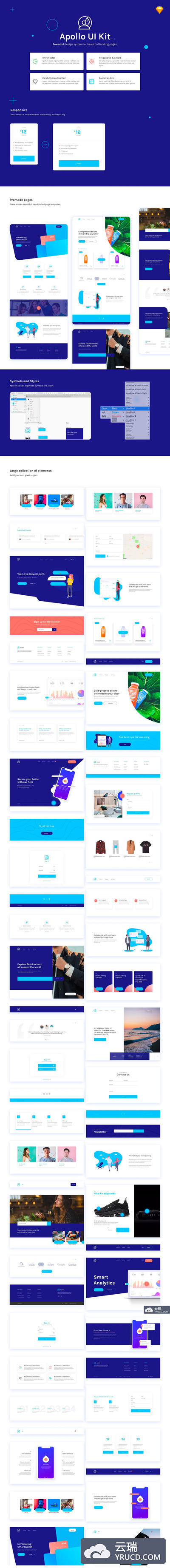 多用途产品与服务时尚企业网页UI模版下载[Sketch]