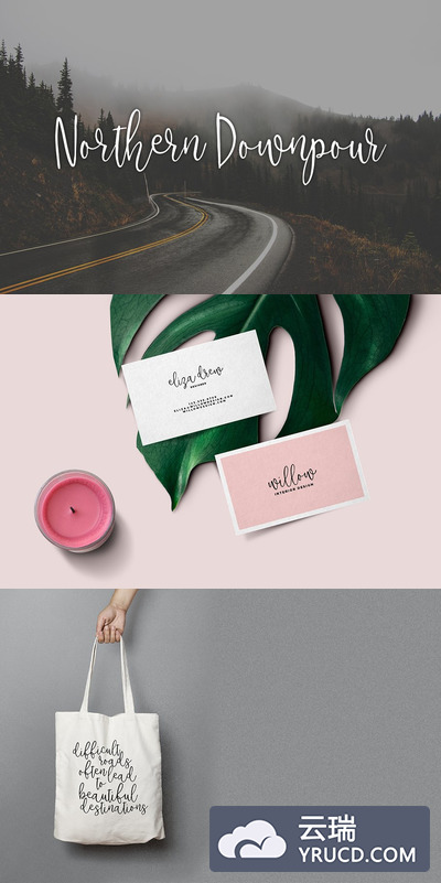 北欧风格的手写英文字体 Northern Downpour