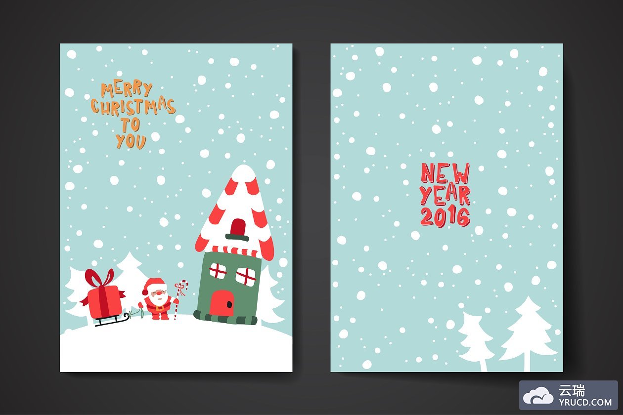 圣诞节贺卡元素模版 Merry Christmas Card