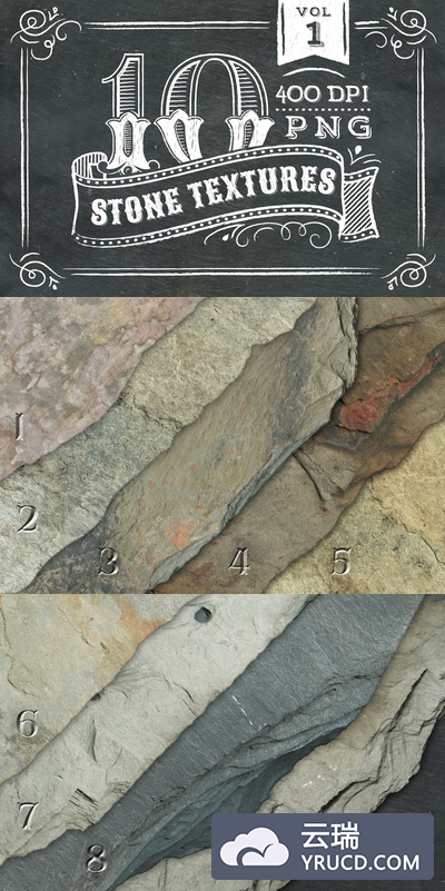 黑白字体图层样式 10 Stone Textures - Volume 1