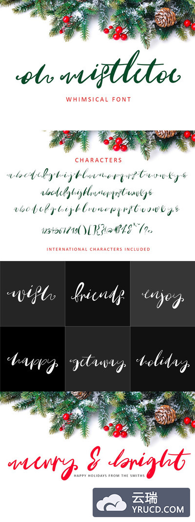 粗壮的手写字体 Oh Mistletoe Script Font