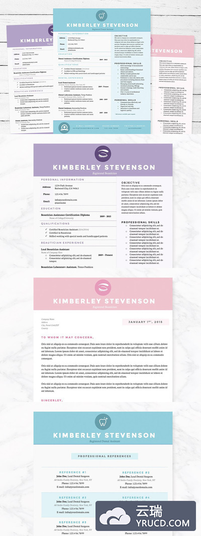 3种颜色的简历模版 Resume 3pk Template Package