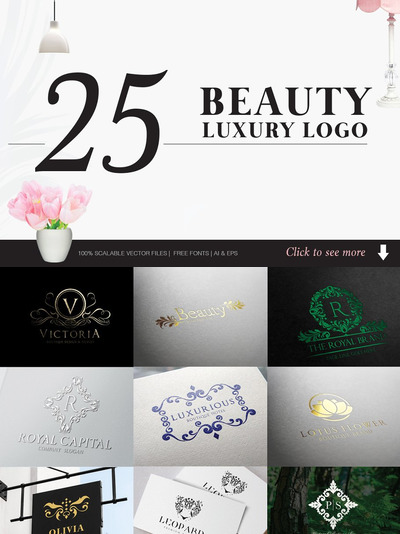 漂亮和奢华风格的logo设计模版 Beauty and Luxury Logo Bundle