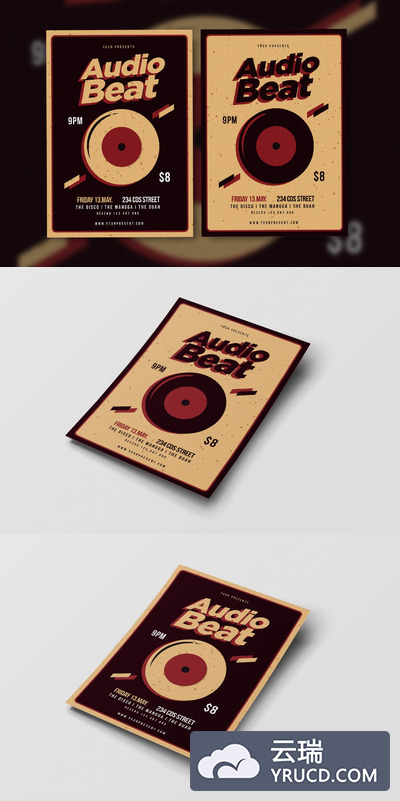 时尚高端复古优雅的音乐节演唱会宣传单DM海报设计模板（PSD）