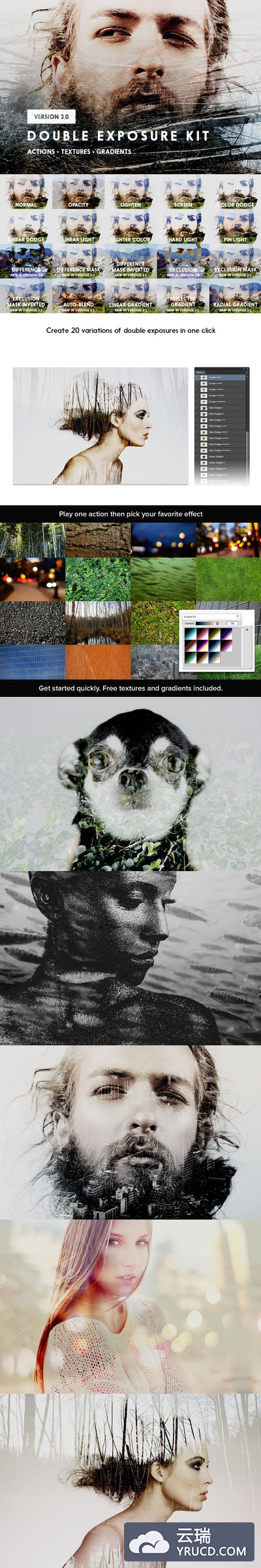 照片调整曝光PS动作 Double Exposure Kit