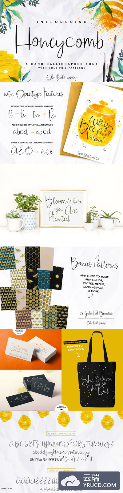 轻松手绘的字体 Honeycomb Font + Bonus