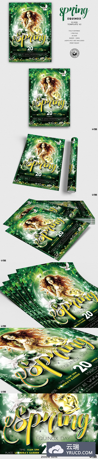 春季广告海报模版 Spring Equinox Flyer PSD V2
