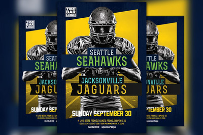 现代美式足球橄榄球活动海报模版 Modern Football Sport Event Flyer