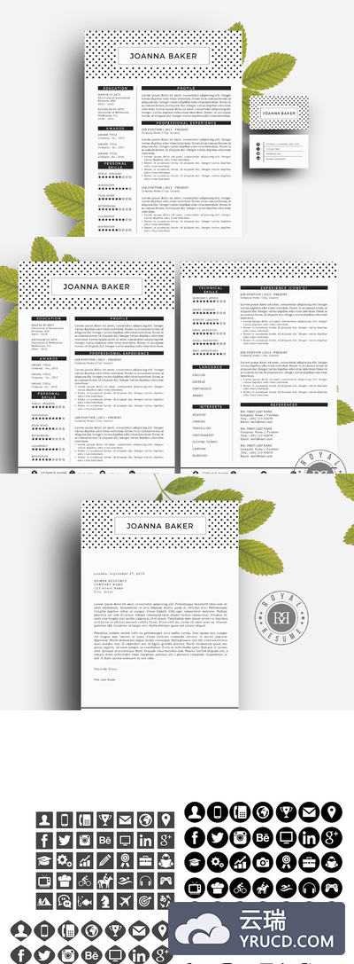 word 简历模版套装 2 pages Word resume pack template