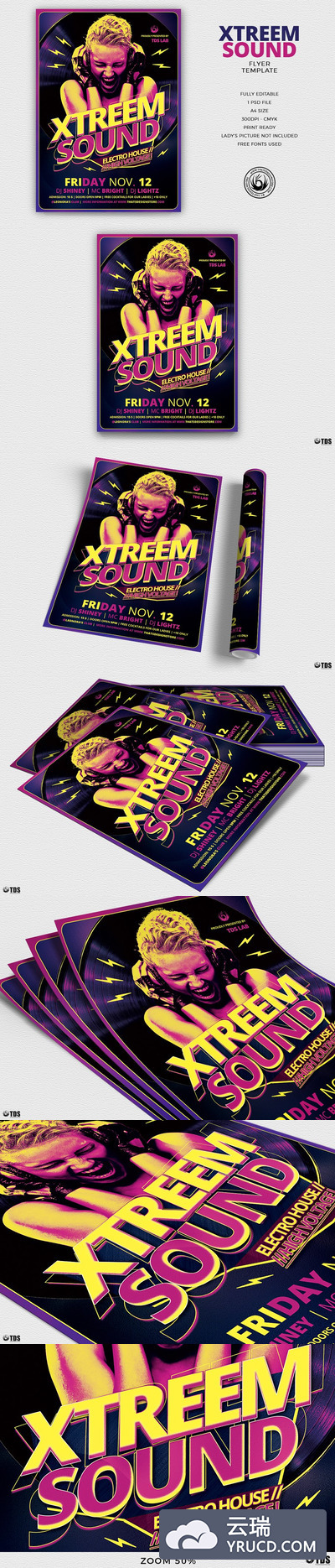 流行音乐演唱会海报模版 Xtreem Sound Flyer PSD