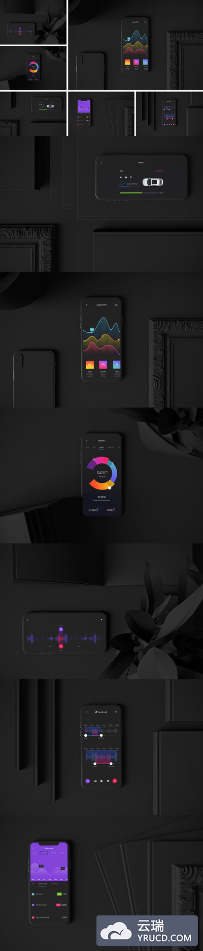 酷酷时尚高端黑色iPhone XS UI样机展示模型mockups