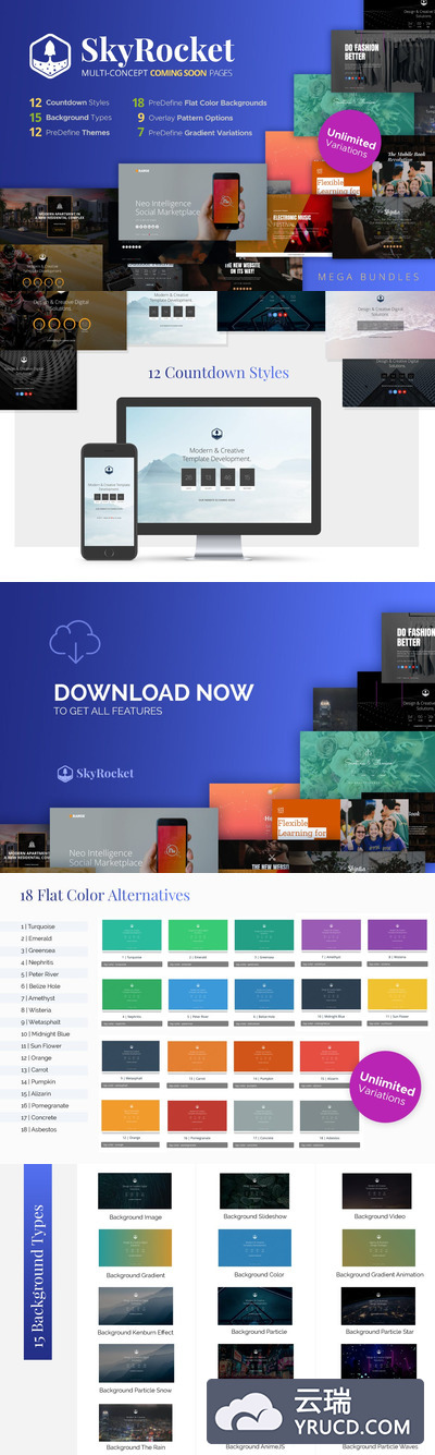 使用HTML良好的CSS结构和可编辑的Javascript构建的多用途网站UI KITS