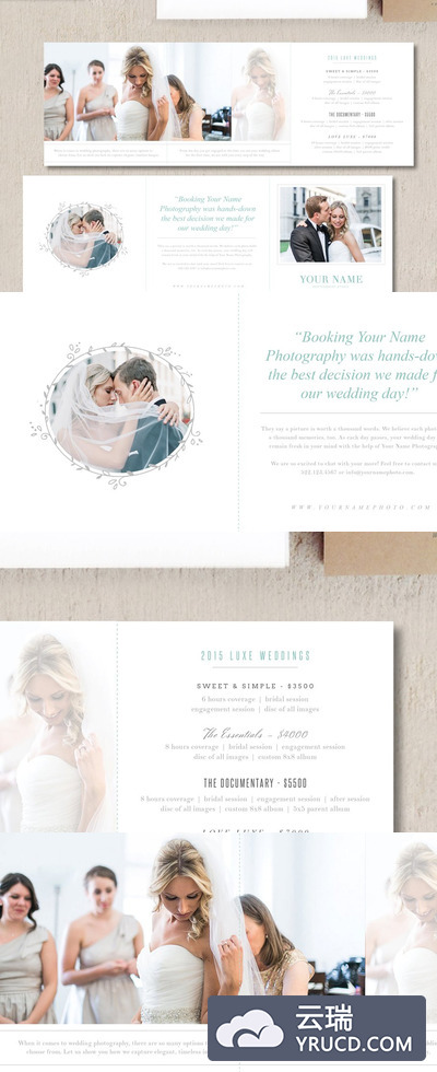 婚礼套餐手册画册模版 Pricing Guide Trifold Template