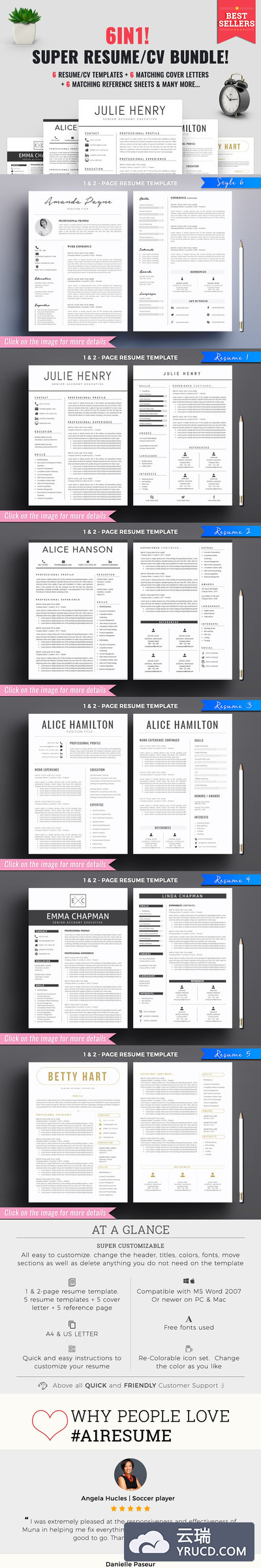 超级简历模版六合一 Resume/CV Bundle